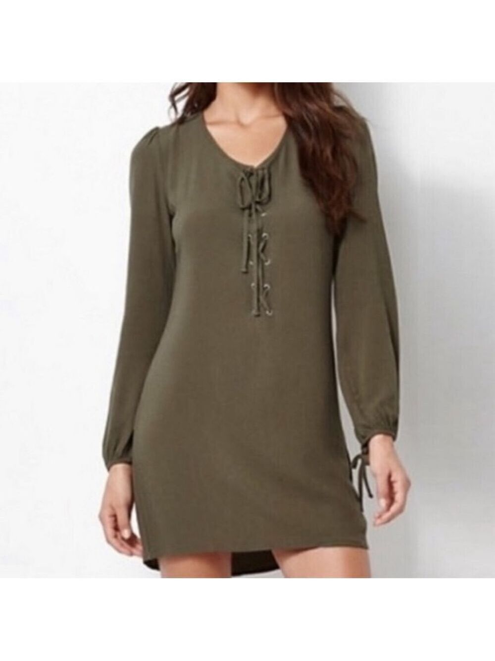 Kendall & Kylie Lace Up Shirt Dress